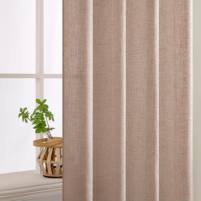 MIULEE Natural Beige Linen Curtains 52x84 Inch - Image 5