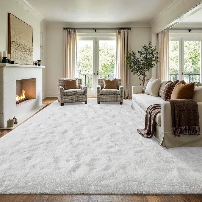 8x10 Extra Large White Fluffy Area Rug Non-Slip - Image 3