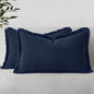 MIULEE Linen Fringe Decorative Lumbar Throw Pillow Covers Dark Navy 12x20 | Set by MIULEE