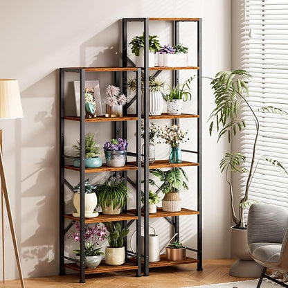 Furologee 6 Tier Tall Bookshelf, Industrial Narrow Bookcase, Display Standing - Image 5