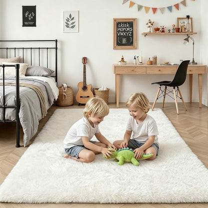 9x12 Area Rug Living Room Bedroom: Fluffy Plush Shag Carpet Ivory | - Image 7