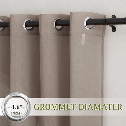 NICETOWN Sheer Linen Curtains for Windows 84 inch Length, Grommet Semi Balance - Image 2