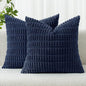 MIULEE Corduroy Decorative Throw Pillow Covers 18x18 Navy Blue Pack of 2 | Soft by MIULEE