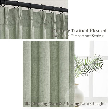 Sage Green Light Filtering Viral Sheer Curtains 90 Inches Long - Image 4