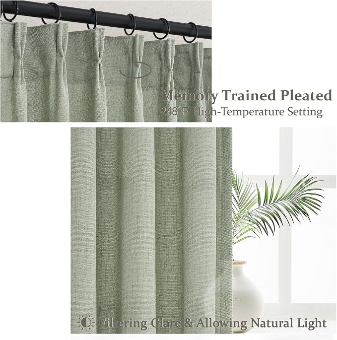 PleatedDrapes Sage Green Farmhouse Curtains - Image 4