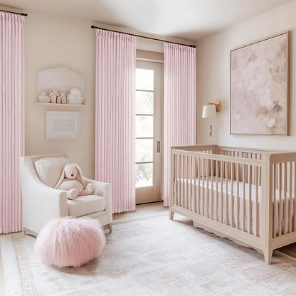 Light Pink Linen Pinch Pleat Curtains 90 Inch Length 2 Panels Set 40x90 | - Image 6