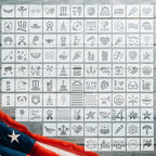 100 Pcs Stencils for Painting on Wood Reusable Stencil Crafts Drawing Templates Holiday Stencils Wall Paper Stencil Set for DIY Art Scrapbook Home Decor 2 x 2 Inch (Patriotic Style)