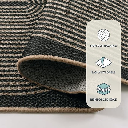 Lahome Enfys Modern Rainbow Round Rug, 6ft Easy Jute Circle Patio Rug Washable - Image 5