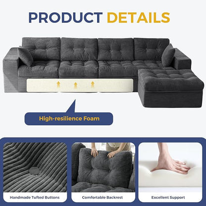 MAXYOYO 132" L Shaped Modular Sectional Sofa - Image 7