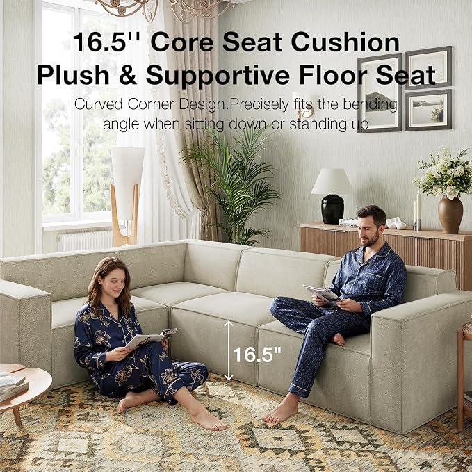 Novilla 134" Modular Sectional Sofa, No Assembly Cloud Sectional Couch - Image 13