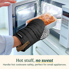 Cuisinart Mini Oven Mitts – 5.5” x 8” Heat-Resistant Kitchen Mitts for Oven with Non-Slip Printed Silicone, Cotton Filling, and Faux Leather Loop – Durable Oven Mitt Set for Cooking & Baking (Horizon)