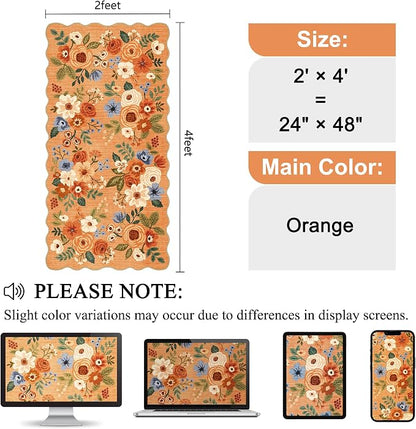 DUKINO 2x4 Rug for Entryway, Floral Washable Kitchen Rugs Non Slip, Low Pile - Image 2
