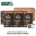 Peet's Coffee, Dark Roast K-Cup Pods for Keurig Brewers - Major Dickason's Blend 60 Count (6 Boxes of 10 K-Cup Pods) (Pack of 2)