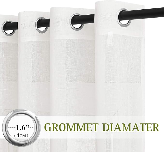 NICETOWN 45 inch Long Rich Linen Curtains Flax Texture, Grommet Top Rustic - Image 2