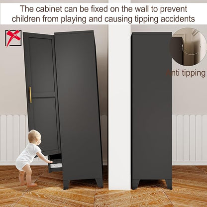 71"H Metal Tall Armoire Wardrobe Closet - Image 5