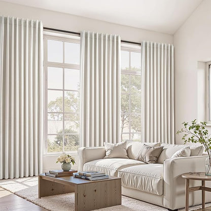 Topfinel 107 Inch Long Farmhouse Linen Blackout Curtains - Image 4