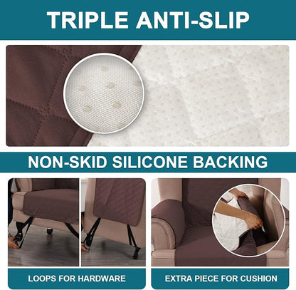 Turquoize 100% Waterproof Wing Chair Cover Wing Armchair Slipcovers Chair Couch - Image 4