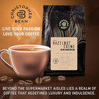 Christopher Bean Coffee - Certified Kosher - Decaf Ground Universial Drip Hazelnut Crème Flavored Coffee| Coffee Beans with Medium Roast 100% Arabica, No Sugar, No Fats, Non-Gmo | 10-Ounce Bag