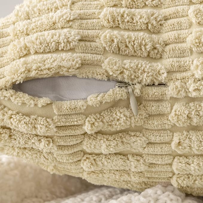 MIULEE Euro Sham Corduroy Decorative Throw Pillow Covers 24x24 Beige | Pack of - Image 7