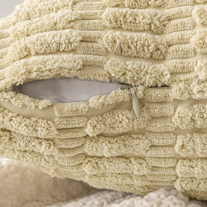 MIULEE Corduroy Decorative Throw Pillow Covers 18x18 Beige Pack of 2 | Soft - Image 7
