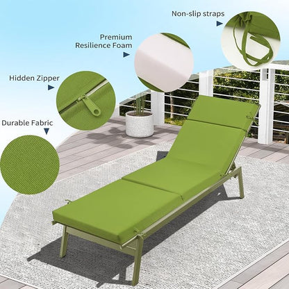 2 Pcs Outdoor Chaise Lounge Cushion 72" x 21" x 3", 4-Section Folding Patio - Image 5