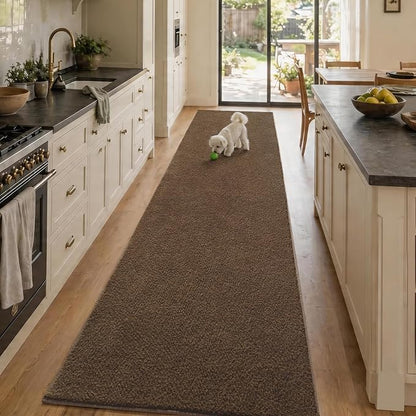2x10 Beige Brown Solid Runner Rug Washable Non-Slip by Unknown