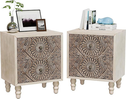 SUNBURY Nightstand w 2 Drawers, End Table Living Room Small Side Table by SUNBURY
