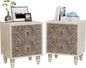 SUNBURY Nightstand w 2 Drawers, End Table Living Room Small Side Table by SUNBURY