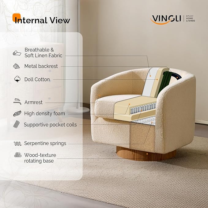 VINGLI 360°Swivel Accent Chairs Set of 2 - Image 7