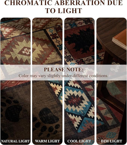 Rustic Cabin Area Rug 6x9, Machine Washable Lodge Bear Rug, Non-Slip Low Pile - Image 4