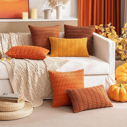 MIULEE Fall Lumbar Corduroy Decorative Throw Pillow Covers 12x20 Orange | Pack - Image 8