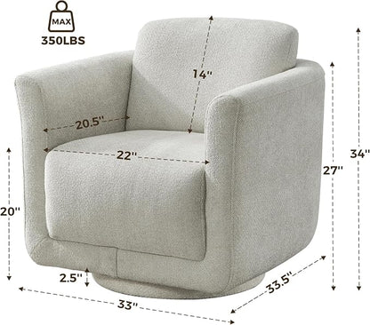 Swivel Accent Chair, 360° Barrel Swivel Lounge Seat - Image 3
