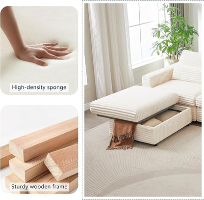 35.3" Corduroy Ottoman with Storage Oversized Ottoman - Image 5