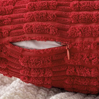 MIULEE Corduroy Decorative Throw Pillow Covers 20x20 Red Pack of 2 | Soft Boho - Image 3