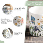 Maison d' Hermine Coffee Mug with Handles Fine Bone China Mugs Pack of Two Tea Cups for Hot Beverages Cappuccino Latte Home Restaurant Office Perfect for Gift (Fleurs De Mai, 12 Ounce)