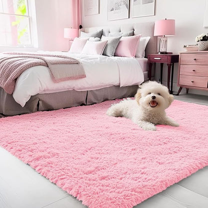 OLANLY 3x5 Machine Washable Small Bedside Rug, Soft Fluffy Shaggy Rugs by OLANLY
