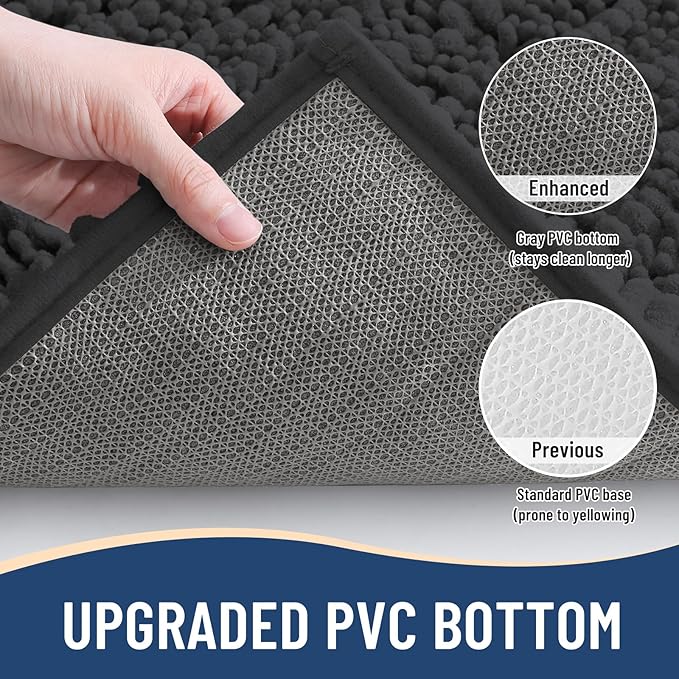 Arotive Luxury Chenille Bathroom Rug Mat, Extra Soft Thick Absorbent Shaggy Bath Rugs, Non-Slip Machine Wash Dry, Plush Bath Mats for Bathroom, Shower and Tub, 36x24, Dark Grey