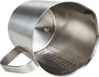 Stainless Steel Measuring Cup Pitcher with Marking with Handle for Milk Froth Latte Art (32OZ/1 Liter)
