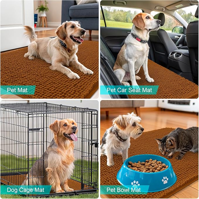 OLANLY Dog Door Mat for Muddy Paws 32x20, Super Absorbent Chenille Mud Mat | - Image 7