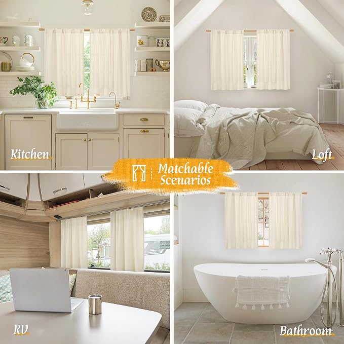 54 Inch Short Window Linen Curtains - Image 6