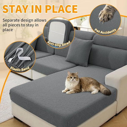 XINEAGE Large Couch Cushion Covers Seat Cushion Cover Thick Stretch Sofa - Image 5