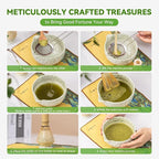 Japanese Matcha Whisk Set,Ceramic Matcha Set Includes Bowl with Spout,Matcha Sifter, Bamboo Whisk and Holder for Matchas Tea,2 Bamboo Scoop, Scoop Rest,Tea Towel -8 Pcs Kit Gift for Matcha Lovers