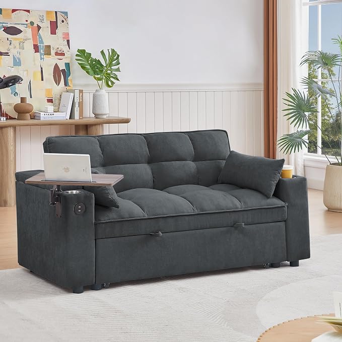 Auvsoce 65'' Convertible Sleeper Sofa Bed - Image 2
