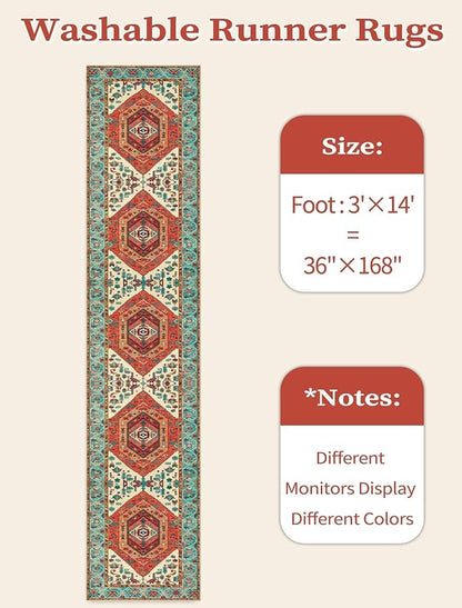 SERISSA 3x14 Washable Non Slip Boho Runner Rug - Image 6