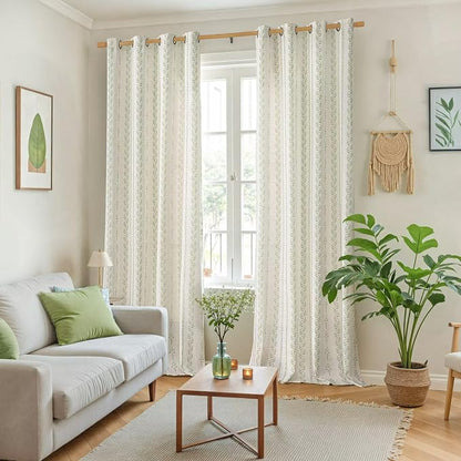 BGment Sage Green Floral Curtains 84 Inch Long, Light Filtering Linen Curtains - Image 2