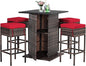 Tangkula 5 Piece Outdoor Rattan Bar Set, Patio Bar Furniture by TANGKULA
