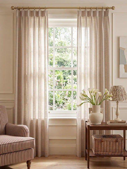 Liz Pinch Pleated Linen Curtains Light Filtering Curtains - Image 3