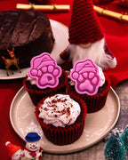 BAKERLOGY Paw-lalalala – Mini Santa Paw Cookie Cutter & Stamp Set (2") – Set of 2 Paw Prints with Santa Hat for Christmas Pet-Themed Fondant Embossers for Festive Cookies, Cupcakes and Edible Crafts