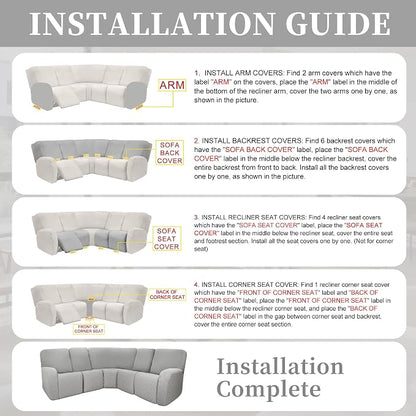 100% Waterproof Sectional Recliner Couch Covers - Image 7