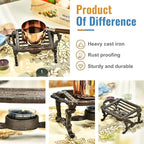 Sungmor Heavy Duty Cast Iron Teapot Dish Warmer Stable Holder for Tealight Stand | Tealight Warmer Decorative Stove for Villa Yard Balcony-Square